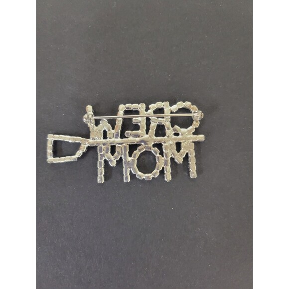 CREW MOM with Sparkly Crystal OAR Pin (with all black oar) - Picture 2 of 2